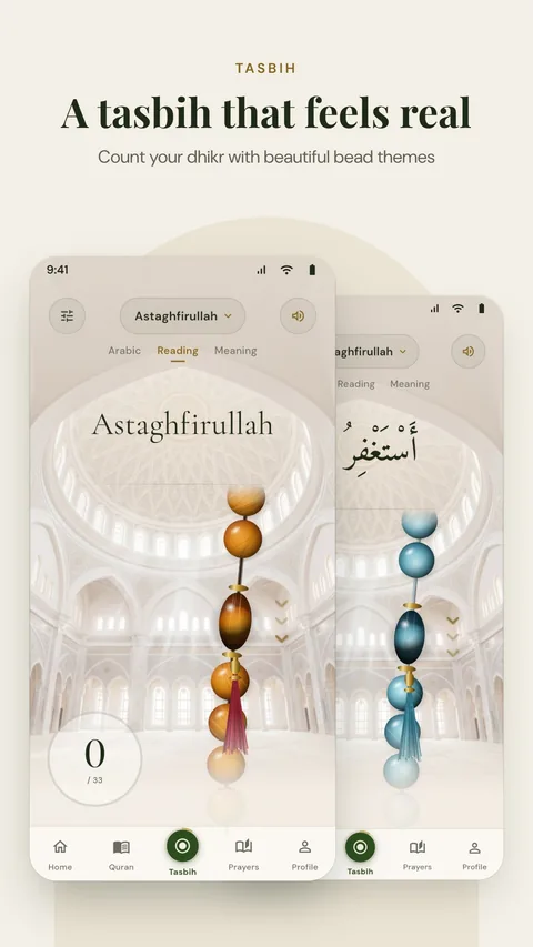 Mood & Dua tasbih with amber beads